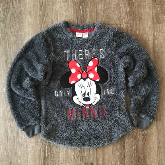 Disney Sweaters - {Disney} Gray Fleece Minnie Mouse Sweater | S